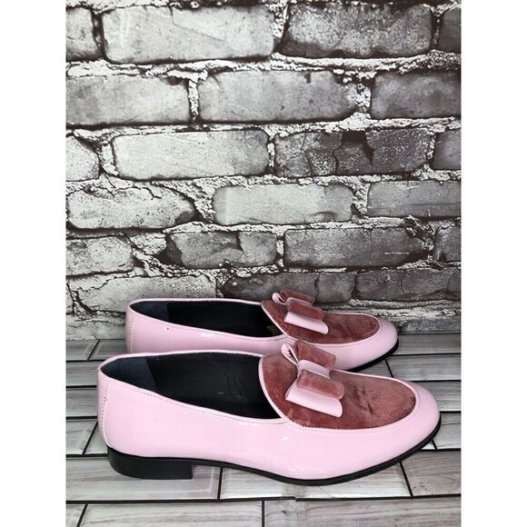 Vtg Duca Pink Patent Leather Velour Bow Loafers Dress Shoes Men’s Sz 41EU/8M US main image 15